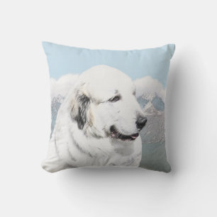 Almofada Pintura dos Pirenéus Excelentes - Arte de Cão Or