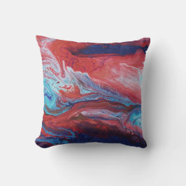 Almofada Pintura em acrílico vermelho e azul