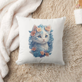 Almofada Pintura em Aquarela de Gato Gato Gato Giro com Abe