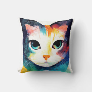 Almofada Pintura em Cor Animal de Natureza Selvagem de Gato