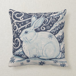 Almofada Pintura em flocos de neve Marinho  azul