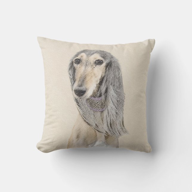 Almofada Pintura em Saluki (Fawn) - Arte de Cachorro Origin (Frente)