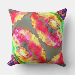 Almofada pintura floral cor-de-água rosa abstrato