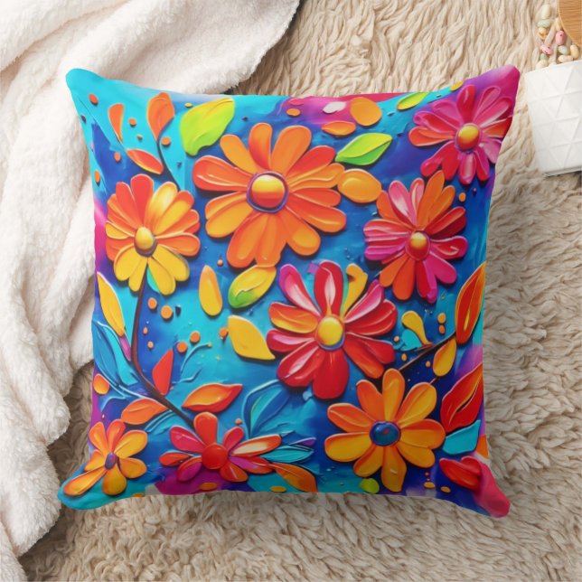 Almofada Pintura Floral Joyful (Cobertor)