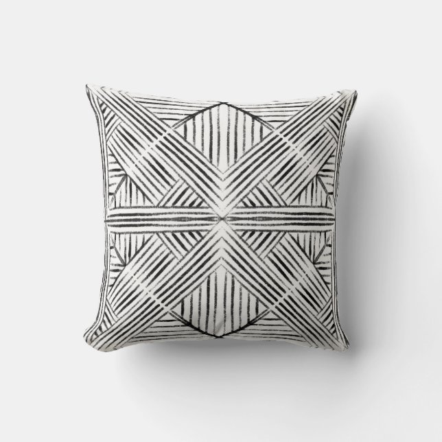 Almofada Pintura geométrica a preto e branco (Frente)