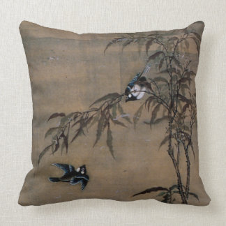 Almofada Pintura japonesa oriental do vintage de dois