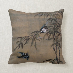 Almofada Pintura japonesa oriental do vintage de dois