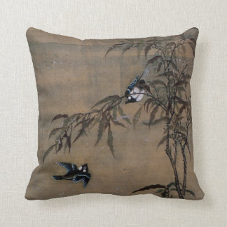 Almofada Pintura japonesa oriental do vintage de dois