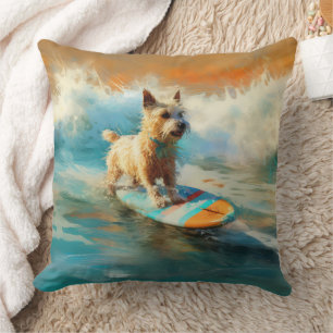 Almofada Pintura para surfar na praia do Biewer Terrier