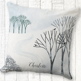 Almofada Pintura personalizada da paisagem da neve do inver