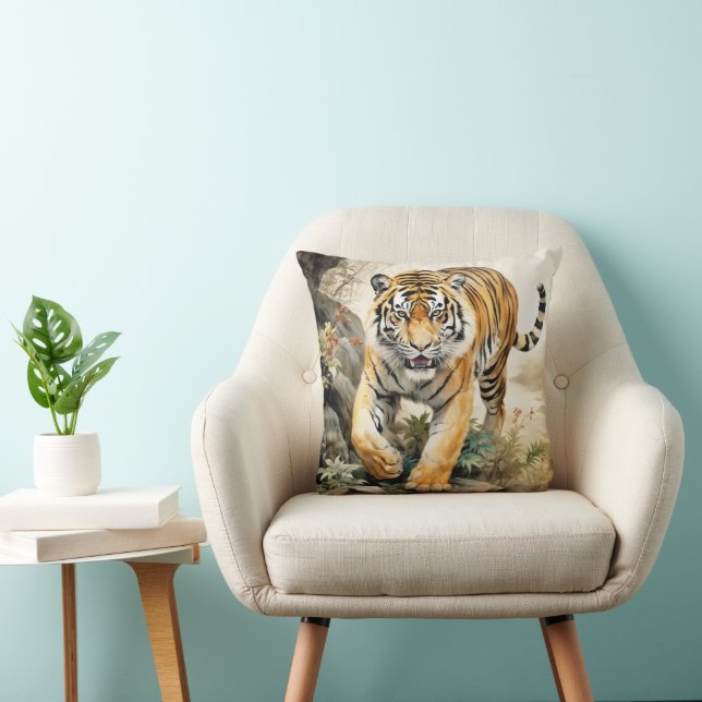 Almofada Pintura tradicional do Tiger Asiático (Cadeira)