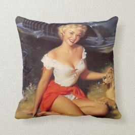 Almofada Pinup "sexy" com um filhote de cachorro bonito