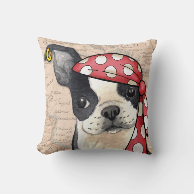 Almofada Pirata de Boston Terrier (Frente)