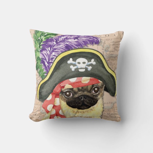 Almofada Pirata Pug (Frente)