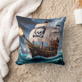 Almofada Pirate Ship Battles Stormy Seas