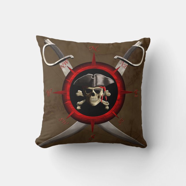 Almofada Pirate Skull Compass Rose (Frente)