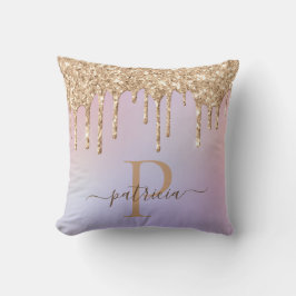Almofada Piscinas de Brilho Glam Gold Monograma Elegante A