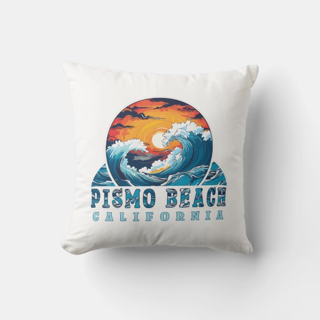 Almofada Pismo Beach California Surfista T-Shirt (Frente)