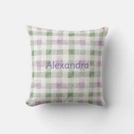 Almofada Pistachio Plaid Stripes Lavender Faux Glitter