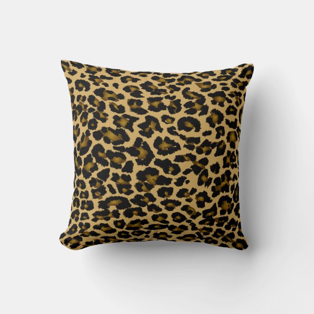 Almofada PixDezines cor de fundo suave/leopardo (Frente)