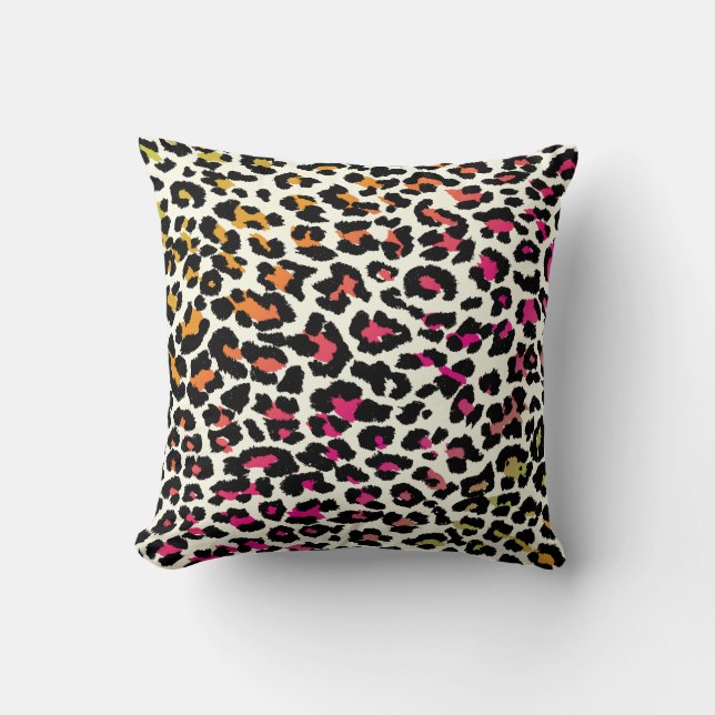 Almofada PixDezines diy cores de fundo/leopardo (Frente)