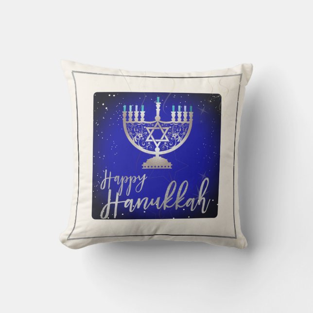 Almofada PixDezines Happy Hanukkah|Temple Menorah (Frente)