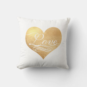 Almofada PixDezines Love Faux Dourado Heart/DIY color