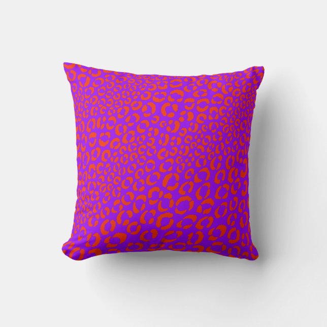 Almofada PixDezines tingem cores de fundo/leopardo neon (Frente)