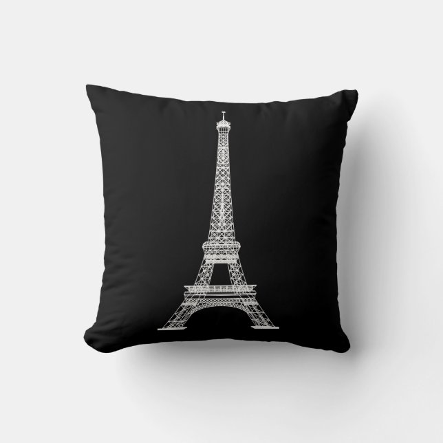 Almofada PixDezines torre eiffel/preto+brancoDIY cor (Frente)