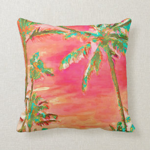 Almofada PixDezines Vintage Hawaii Beach/Coral/Teal