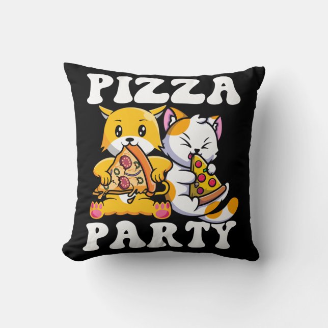 Almofada Pizza Party Funny Cat Lover (Frente)