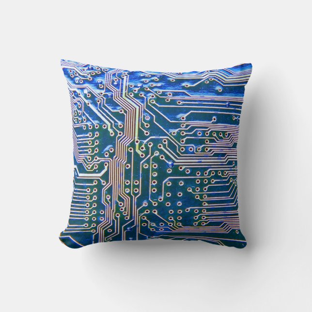 Almofada Placa de circuito,computador,azul,capacitor,chip,c (Frente)