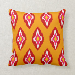 Almofada Placebo de abóbora vermelho moderno fuchsia Ikat