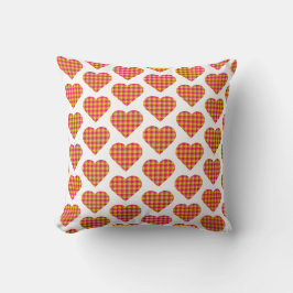 Almofada Plaid Amarelo Laranja em Formato de Coração