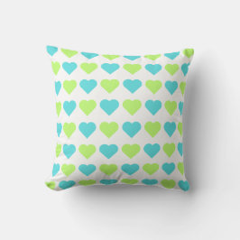 Almofada Plaid and Hearts Blue Yellow Pattern with white