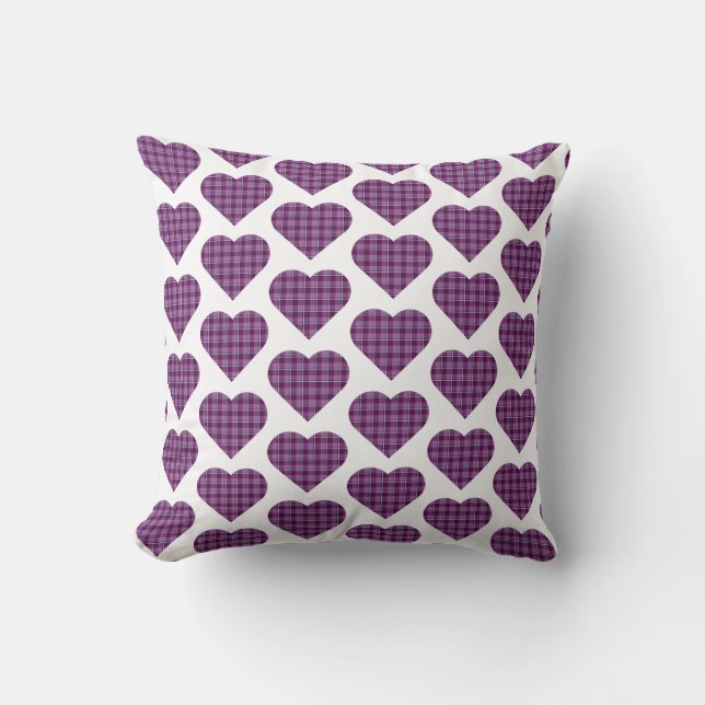 Almofada Plaid Roxo Rosa em Formato de Coração (Frente)