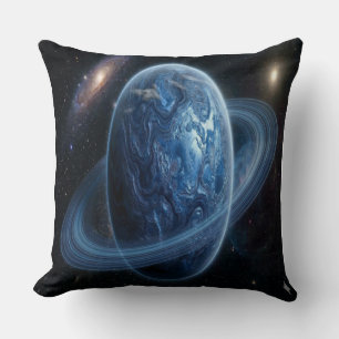 Almofada Planeta Azul com Anéis Azuis