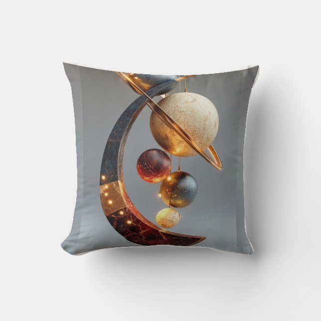 Almofada Planeta Celestial de Luxo Abstrato  (Frente)