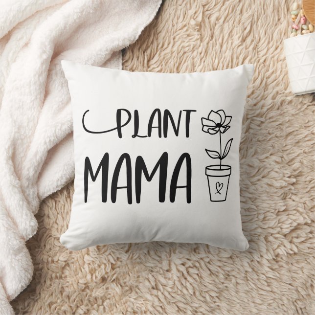 Almofada Plant Mama Potted Plant Black and White (Cobertor)