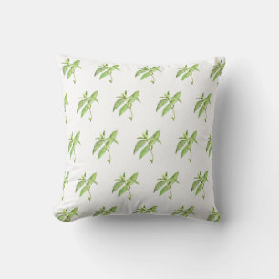 Almofada Plantas botânicas de erva-mint aquarela de jardim