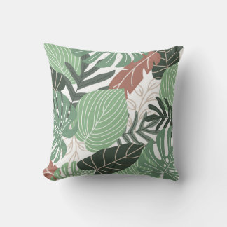 Almofada Plantas da selva tropical, papel de parede floral