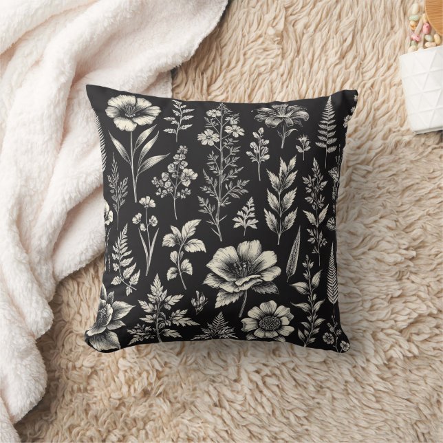 Almofada Plantas, Folhas e Flores História Natural (Cobertor)