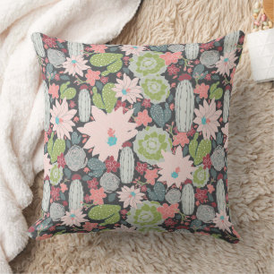 Almofada Plantas no verde, rosa do Succulent do cacto,