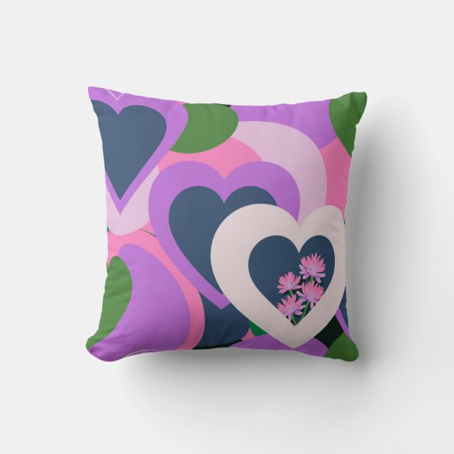 Almofada Playful Abstract Heart Throw Pillow (Frente)