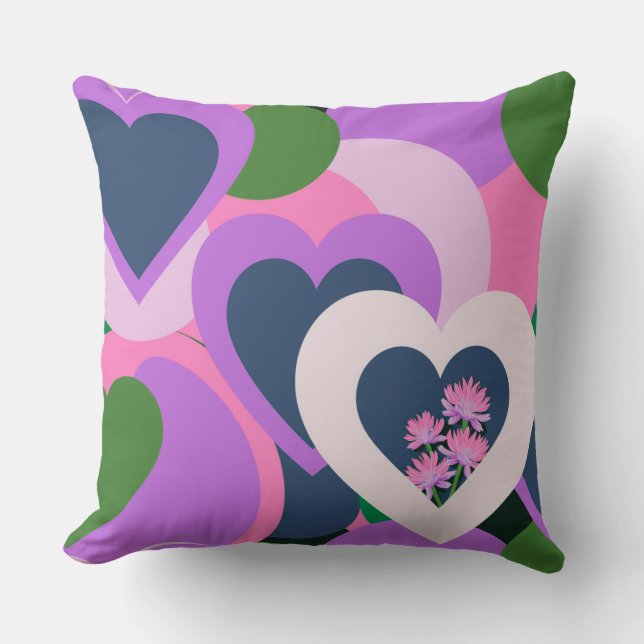 Almofada Playful Abstract Heart Throw Pillow (Frente)