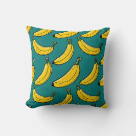 Almofada Playful Banana Pattern on Teal Travesseiro decorat
