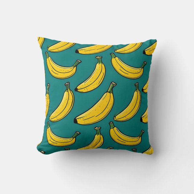 Almofada Playful Banana Pattern on Teal Travesseiro decorat (Frente)