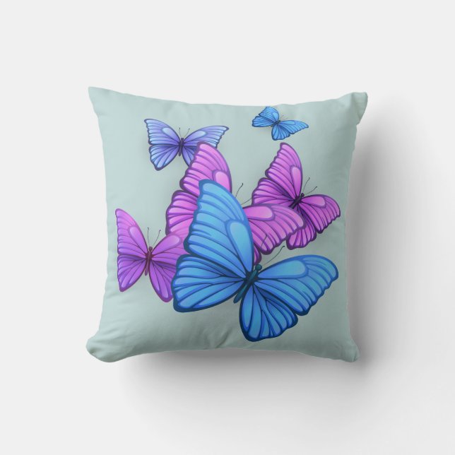 Almofada Playful Pink & Purple Butterflies Pillow (Frente)