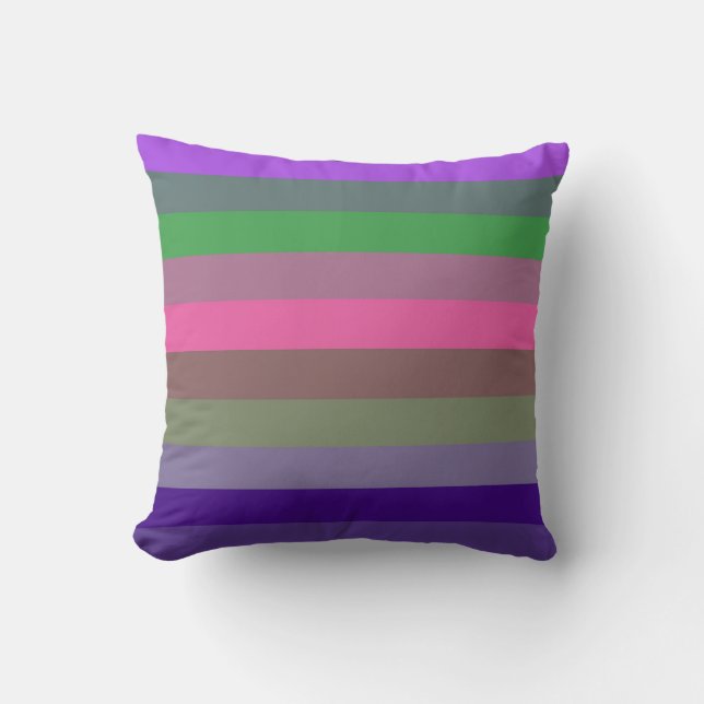 Almofada Playful Retro Pop Purple & Green Stripe Pattern (Frente)