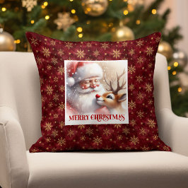 Almofada Playful Santa Rudolph Xmas Pillow Merry Holiday